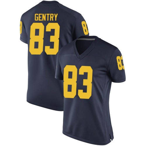 Zach Gentry Michigan Wolverines Women's NCAA #83 Navy Game Brand Jordan College Stitched Football Jersey NOU1254NN